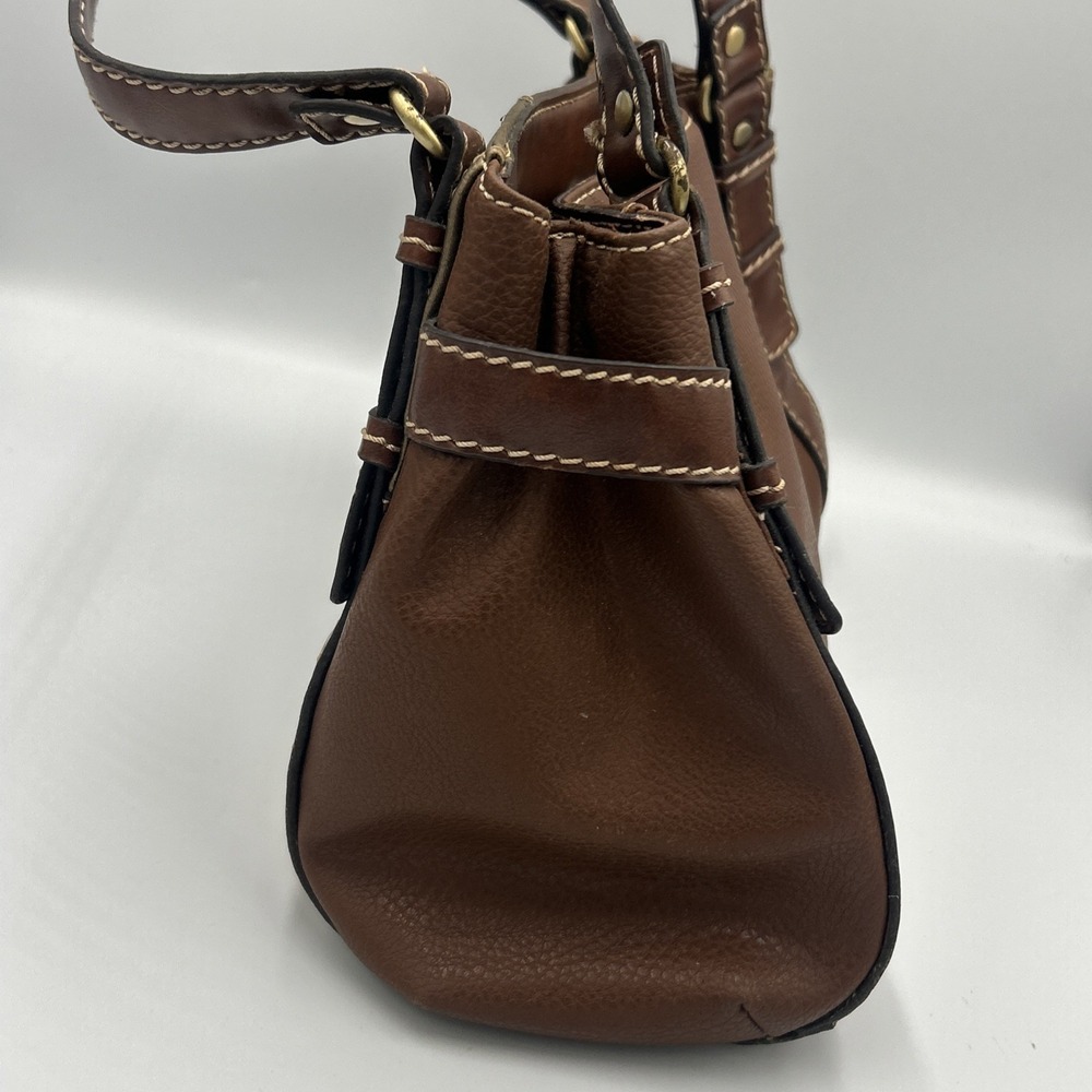 Vtg Y2K Relic Brown Faux Leather Patchwork Tote Hand Bag Purse Boho Colorblock - Picture 6 of 13